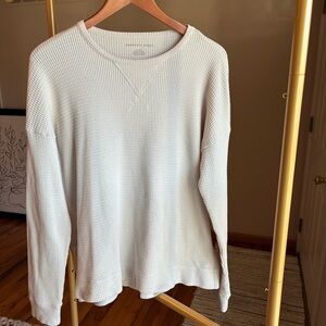 American Eagle Outfitters Waffle Knit Long Sleeve Tee in Light Cream